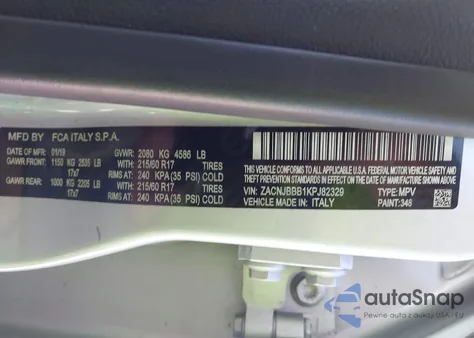 2019 Jeep Renegade Latitude 4X4 from USA, damaged, VIN ZACNJBBB1KPJ82329